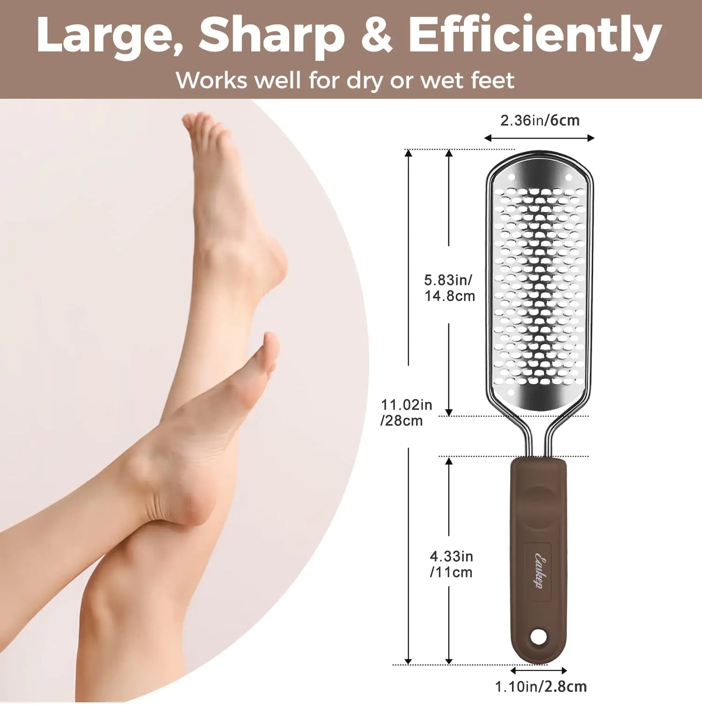 Foot File Foot Scrubber Pedicure - Callus Remover for Feet Easkep Professional Grater Rasp Foot Scraper Corns Callous Removers Cracked Dead Skin Remover for Dry and Wet Feet (Silver) Silver